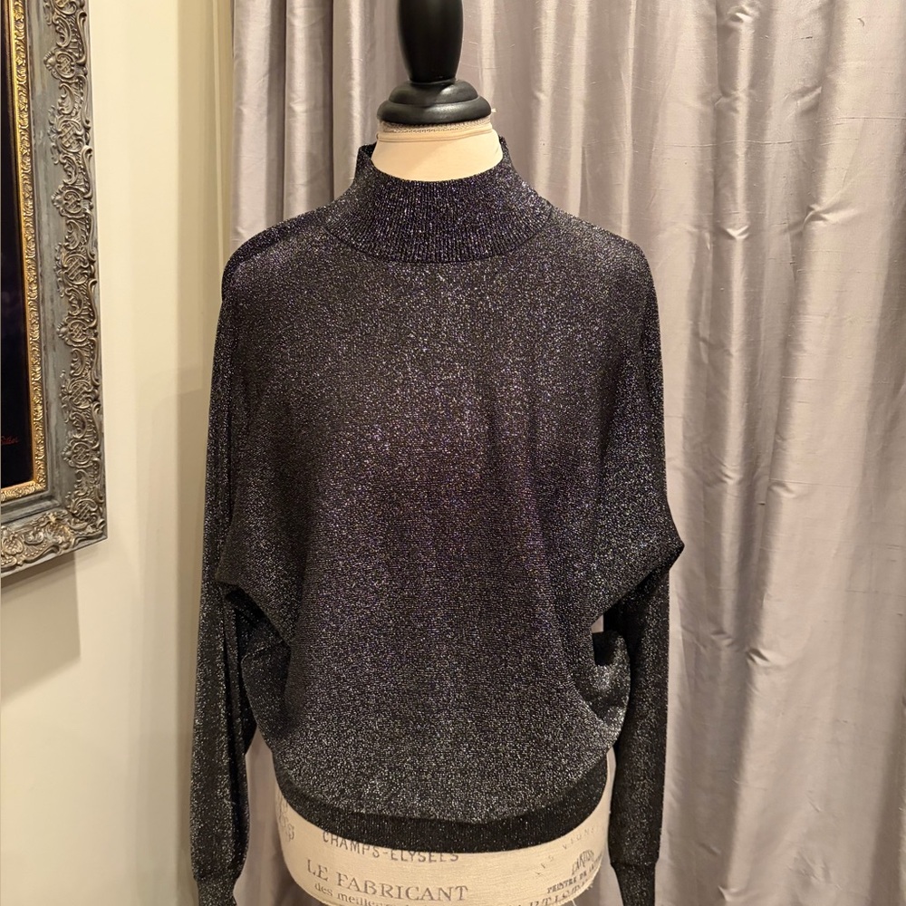 Elie Tahari Mock Black with Silver turtleneck